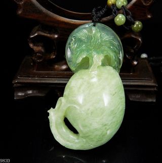100 Natural Hand - Carved Chinese Jade Pendant Jadeite Necklace Radish&coin 983d