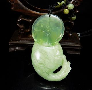 100 Natural Hand - carved Chinese Jade Pendant jadeite Necklace radish&coin 983d 2