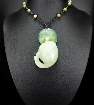 100 Natural Hand - carved Chinese Jade Pendant jadeite Necklace radish&coin 983d 4