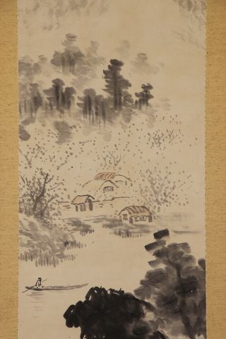 JAPANESE HANGING SCROLL ART Painting Sansui Landscape Asian antique E7440 4