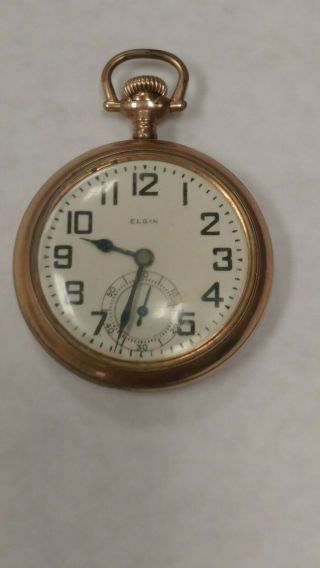 Vintage Elgin Pocket Watch,  Running,  Gold Plate