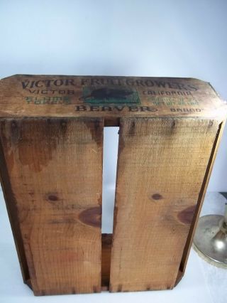 Rare Antique Vintage Flame Tokay Grape Wood Crate Beaver Victor Fruit Growers CA 2