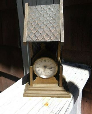 Antique Novelty Small Brass Parker Whipple Clock 1880s