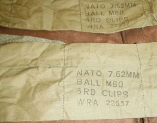 3 Vintage NATO 7.  62mm Ball M80 5RD Clips WRA 22657 Ammo Belt Holders Clip Green 2