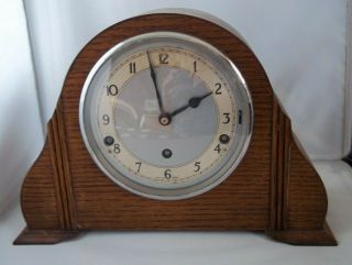 Garrard Of London Oak English 8 Day Westminster Chime Mantel Clock Key