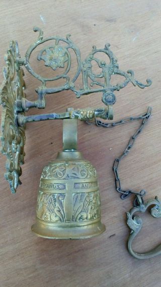 Solid Brass Door Bell,  Vintage Style,  Pull Chain,  Ornate.  7x3 Inch Backplate.