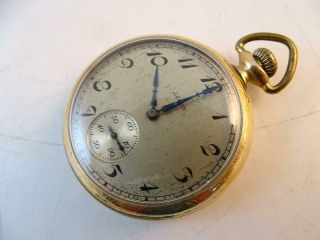 Antique Art Deco Dueber Gold Filled Open Face Pocket Watch Elgin 1910s Vintage
