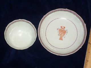 Circa 1800 Chinese Export Porcelain Tea Bowl and Saucer - Armorial Decoration 3