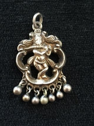 Vintage Silver Indian Goddess Of Music ‘quora’ Pendant Charm Amulet Vgc