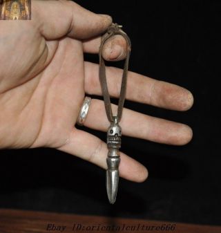Old Tibetan Tantra Fane Meteorite Iron Vajra Dorje Phurpa Dagger Amulet Pendant
