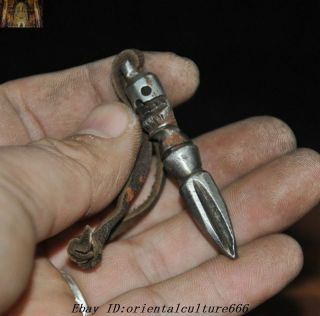 Old Tibetan Tantra fane Meteorite iron Vajra Dorje Phurpa Dagger amulet Pendant 3