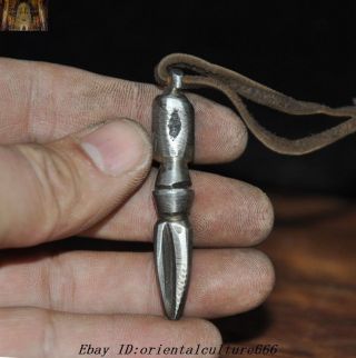 Old Tibetan Tantra fane Meteorite iron Vajra Dorje Phurpa Dagger amulet Pendant 4