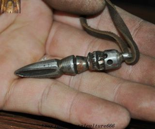 Old Tibetan Tantra fane Meteorite iron Vajra Dorje Phurpa Dagger amulet Pendant 5