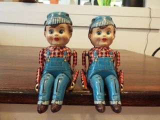 Antique 2 Tin Toys Boy Figures