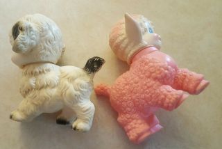 Vintage 1950 ' s The SUN RUBBER Co Pink Baby Sheep Lamb & Dog SQUEAK Toy - 2