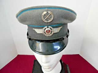 East German Air Force Visor Cap With Emblem,  Nva Size 53 Pre - Owned
