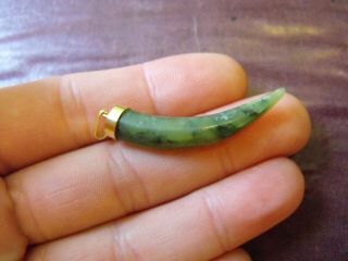 Tooth Shaped Green Jade Pendent