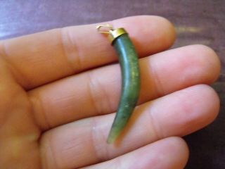 Tooth Shaped Green Jade Pendent 2