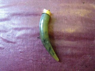 Tooth Shaped Green Jade Pendent 3