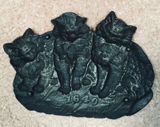 CAT / KITTENS PIN TRAY BRADLEY & HUBBARD B&H 1640 CAST IRON 2