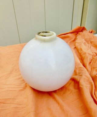 Antique Lightning Rod Ball White Milk Glass Weathervane Globe 4.  5 " 4 3.  4 " Tall