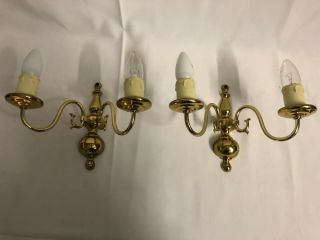 A Elegant Two Arm Brass Wall Sconces