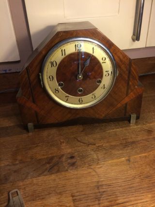 Art Deco Haller Westminster Chime Clock Wooden Inlay.  Spares Or Repairs