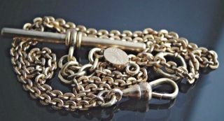 Antique Gold Filled Pocket Watch Slide Chain Fob /t - Bar/14.  5 Inches