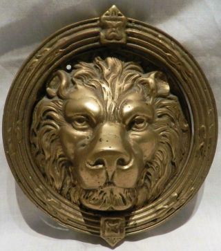 Solid Brass Lion Head Door Knocker 7 - 1/2 " Diameter