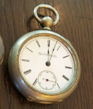 Qp2: Early Elgin 1889 Vintage Key Wind Pocket Watch G.  97 Beefy 18sz Good Parts