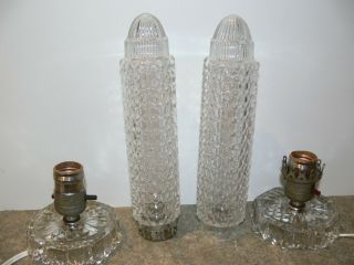 ART DECO CLEAR GLASS HOBNAIL TORPEDO/BULLET BOUDOIR LAMPS (PAIR) 3