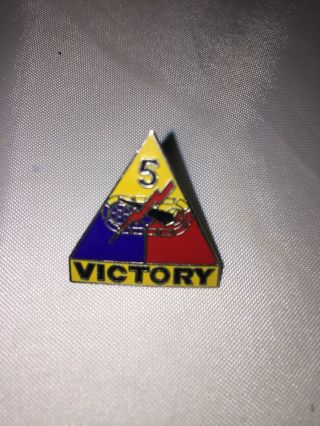 Us Army - 5th Armored Division " Victory " Hat Lapel Pin Metal