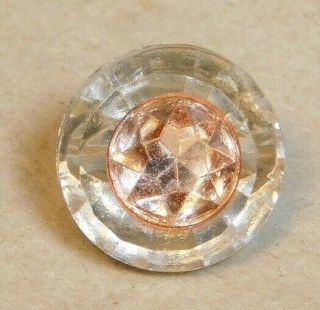 Small Antique Vintage Button Pink Crystal Inaly A18 1/2