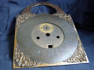 Antique Brass Longcase Grandfather Clock Face with Chapter Ring Spares 2