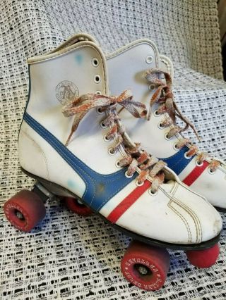 Vintage Official Roller Derby Skate Roller Skates Red White Blue Size 7