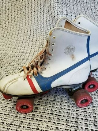 Vintage OFFICIAL ROLLER DERBY SKATE Roller Skates RED WHITE BLUE Size 7 4