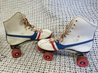 Vintage OFFICIAL ROLLER DERBY SKATE Roller Skates RED WHITE BLUE Size 7 5