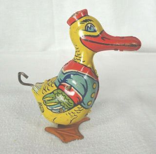 Tin Litho Mechanical Wind - Up J.  Chein & Co Toy Duck Made In Usa Vintage