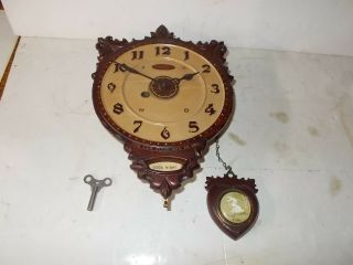 Lux 8 Day " Chateau " Wall Clock Circa.  1925 As Found