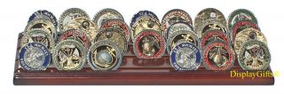 4 - Row Challenge Coin Display Stand Rack,  Solid Wood,  Walnut Finish 2