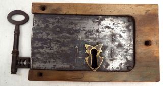 Antique/ Vintage Heavy Wood And Metalware (iron) Door Lock And Key - Y99