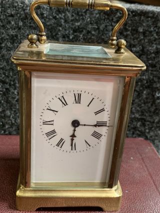 Antique French Carriage Clock.  Key.  Brass.  Circa 1900s.