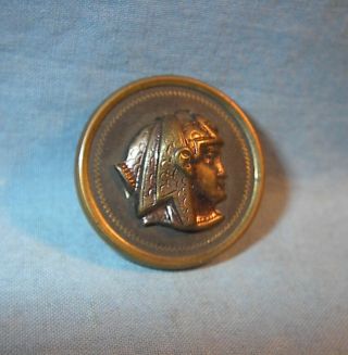 Vintage Picture Button Egypt Head Theme Brass & Bakelite 1 " Very Early Button