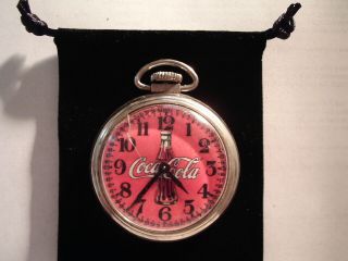 Vintage 16s Pocket Watch Coca Cola Theme Dial & Case Runs Well.