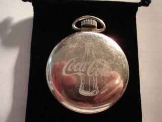 Vintage 16S Pocket Watch Coca Cola Theme Dial & Case Runs Well. 5