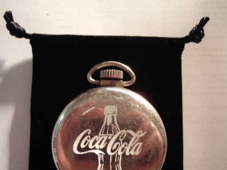 Vintage 16S Pocket Watch Coca Cola Theme Dial & Case Runs Well. 6