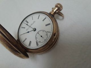 Antique Pocket Watch Elgin C 1890 Engraved Hunter Case Lever Set
