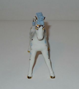 MZ Irish Dresden Lace Blue & White Horse/Pony Figurine Made Ireland VG/Exc 3