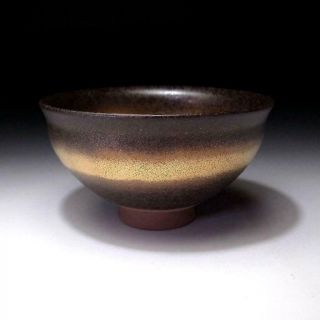 WR9: Vintage Japanese Pottery Tea Bowl,  Arita ware with wooden box,  Gold glaze 4