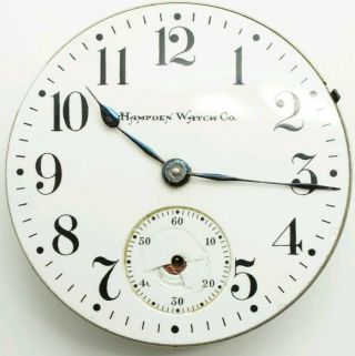 Vintage Hampden Menlo Park 17 jewel 18s Railroad grade watch movement for repair 2